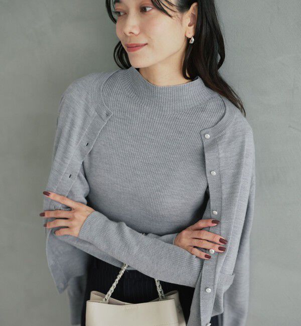 UNITED ARROWS green label relaxing「ウール リブ ボトルネック ニット プルオーバー ウォッシャブル」|ニット・セーター|LT.GRAY