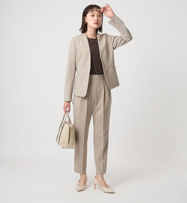 UNITED ARROWS green label relaxing「［size SHORT/TALLあり］ダブルクロス テーパード パンツ ウォッシャブル ストレッチ」|スラックス|