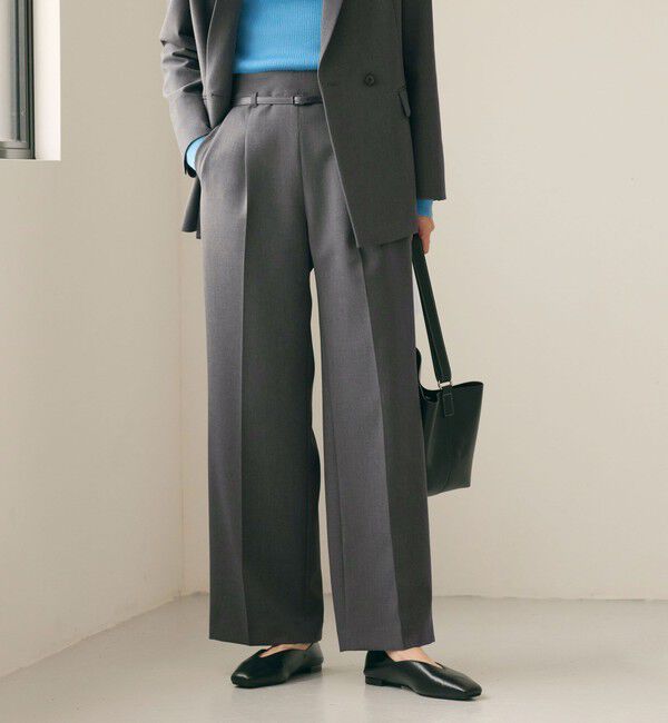 UNITED ARROWS green label relaxing「［size SHORT/TALLあり］ダブルクロス ワイド パンツ ウォッシャブル ストレッチ」|スラックス|