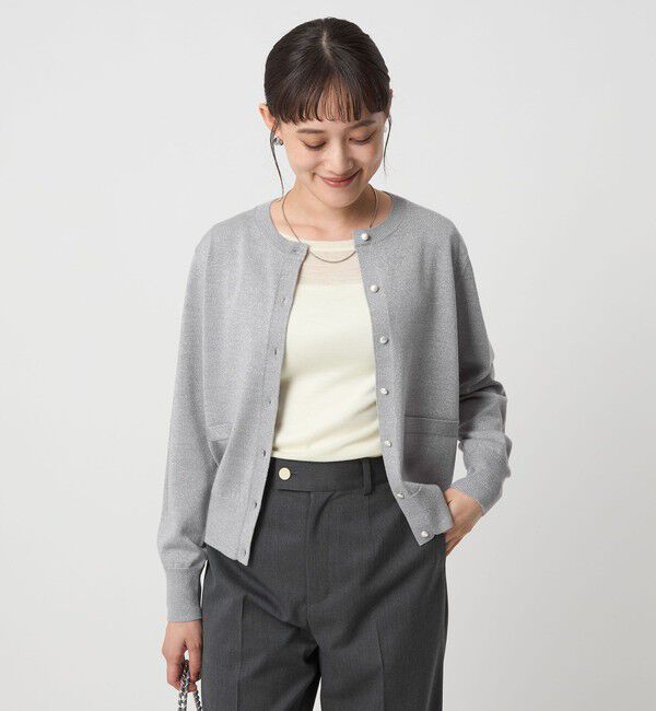 UNITED ARROWS green label relaxing「ラメ クルーネック ニット カーディガン ウォッシャブル」|カーディガン|