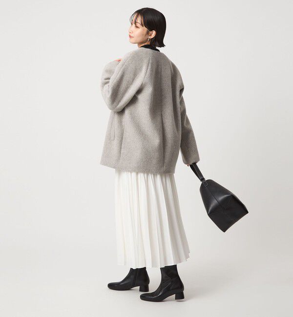 UNITED ARROWS green label relaxing「［size SHORTあり］アンゴラビーバー ノーカラー ミドル コート」|ノーカラーコート|