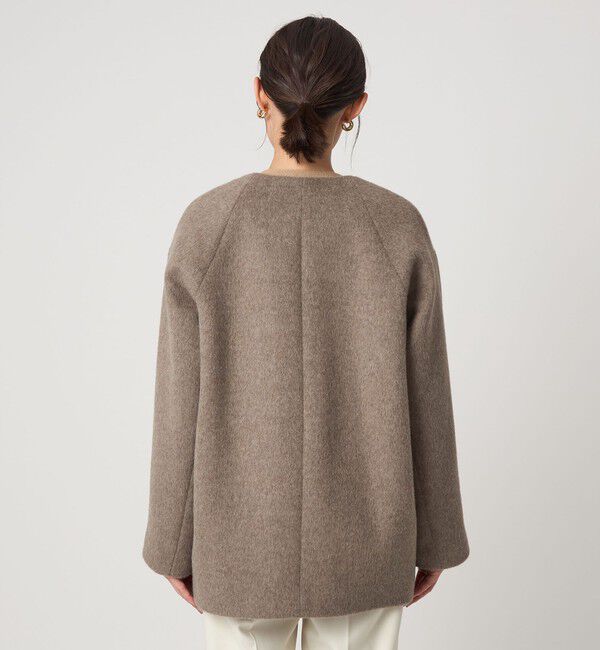 UNITED ARROWS green label relaxing「［size SHORTあり］アンゴラビーバー ノーカラー ミドル コート」|ノーカラーコート|