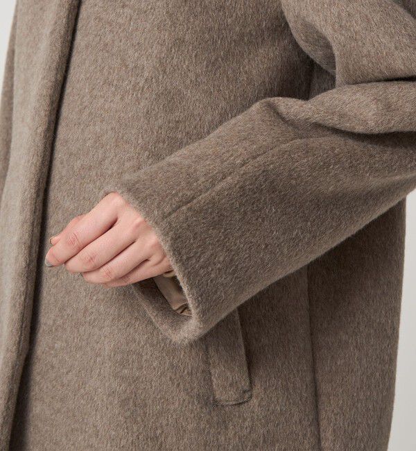 UNITED ARROWS green label relaxing「［size SHORTあり］アンゴラビーバー ノーカラー ミドル コート」|ノーカラーコート|