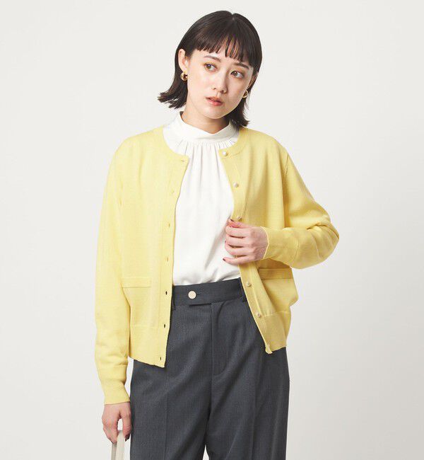 UNITED ARROWS green label relaxing「ウール クルーネック カーディガン ウォッシャブル」|カーディガン|YELLOW