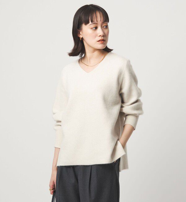 UNITED ARROWS green label relaxing「FOXブレンド フォルム Vネック ニット プルオーバー」|ニット・セーター|