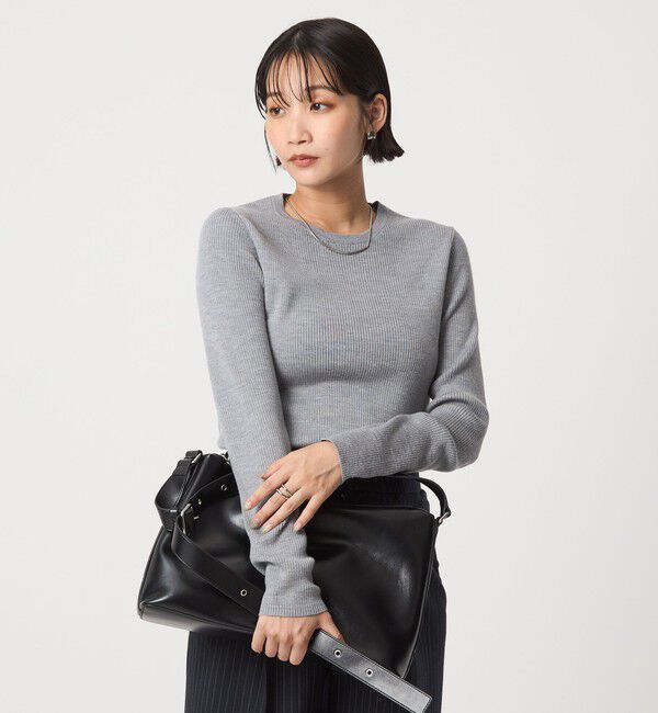 UNITED ARROWS green label relaxing「ウール リブ クルーネック ニット プルオーバー ウォッシャブル」|ニット・セーター|