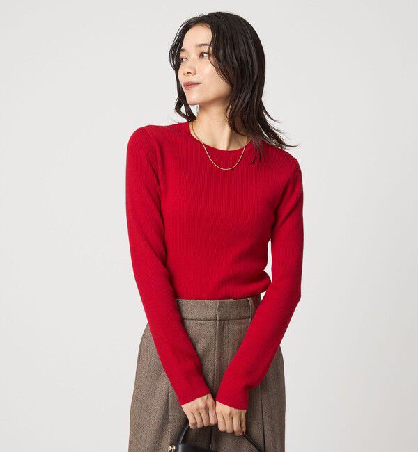 UNITED ARROWS green label relaxing「ウール リブ クルーネック ニット プルオーバー ウォッシャブル」|ニット・セーター|