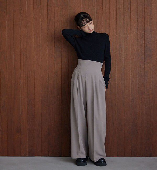 EMMEL REFINES「＜EMMEL REFINES＞EM ハイウエスト ワイドパンツ」|チノ|