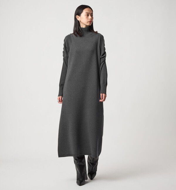 EMMEL REFINES「＜EMMEL REFINES＞EM ギャザーパフスリーブ タートルニット ワンピース」|ワンピース|