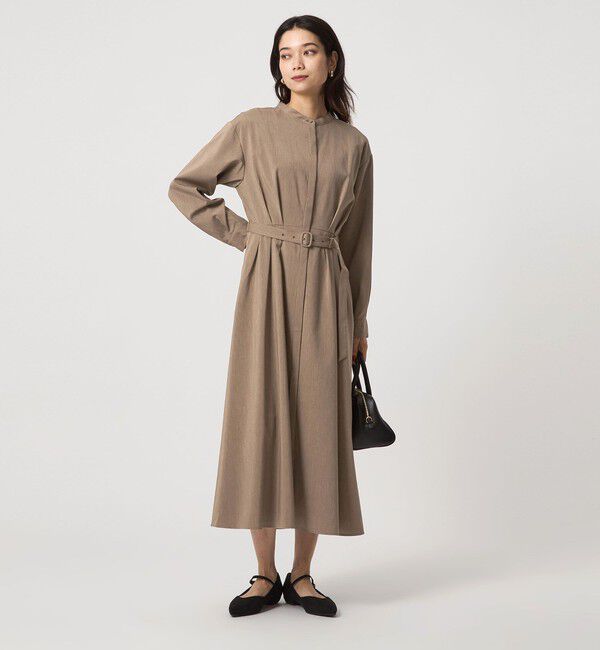 UNITED ARROWS green label relaxing「ウエスト ベルト ロングスリーブ ワンピース マシンウォッシャブル」|ワンピース|MOCA