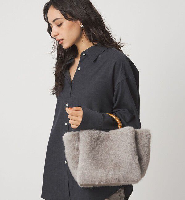 UNITED ARROWS green label relaxing「2WAY バンブーハンドル フェイクファー トートバッグ」|ショルダー・メッセンジャー|