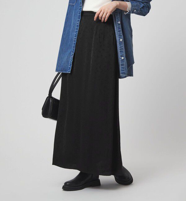 UNITED ARROWS green label relaxing「ジャガード サテン ナロー スカート」|フレア|