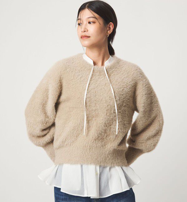 UNITED ARROWS green label relaxing「【WEB限定】＜at ease＞フェザーヤーン プルオーバー ニット」|ニット・セーター|BEIGE