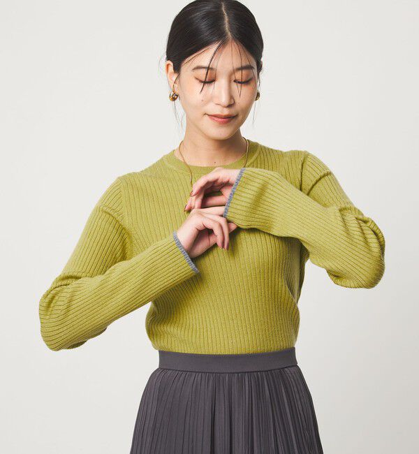 UNITED ARROWS green label relaxing「【WEB限定】＜at ease＞ソデサキ バイカラー プルオーバー ニット ウォッシャブル」|ニット・セーター|