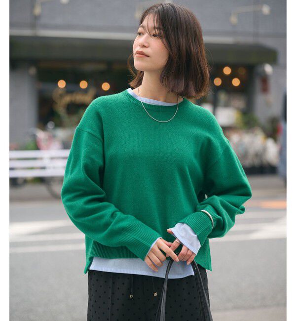 UNITED ARROWS green label relaxing「【WEB限定】＜at ease＞サイド スリット プルオーバー ニット ウォッシャブル」|ニット・セーター|