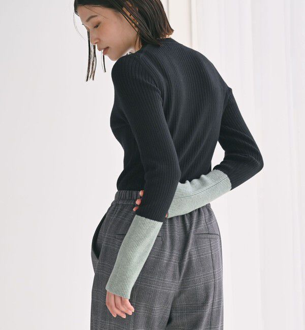 UNITED ARROWS green label relaxing「【WEB限定】＜at ease＞バイカラー クルーネック プルオーバー ニット」|ニット・セーター|