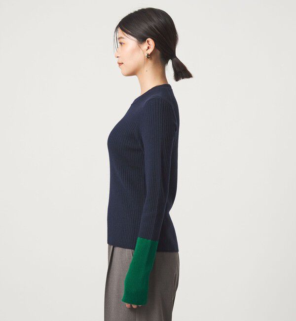 UNITED ARROWS green label relaxing「【WEB限定】＜at ease＞バイカラー クルーネック プルオーバー ニット」|ニット・セーター|