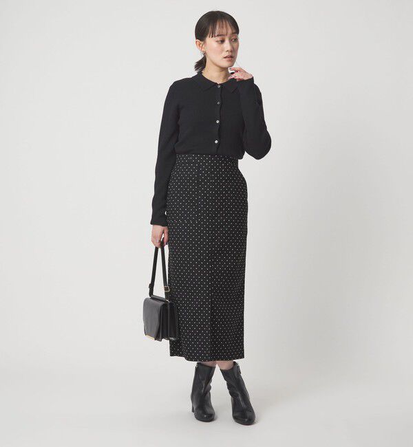 UNITED ARROWS green label relaxing「キチントボトムス ドット ジャガード Iライン スリム タイト スカート ウォッシャブル ストレッチ」|タイト|