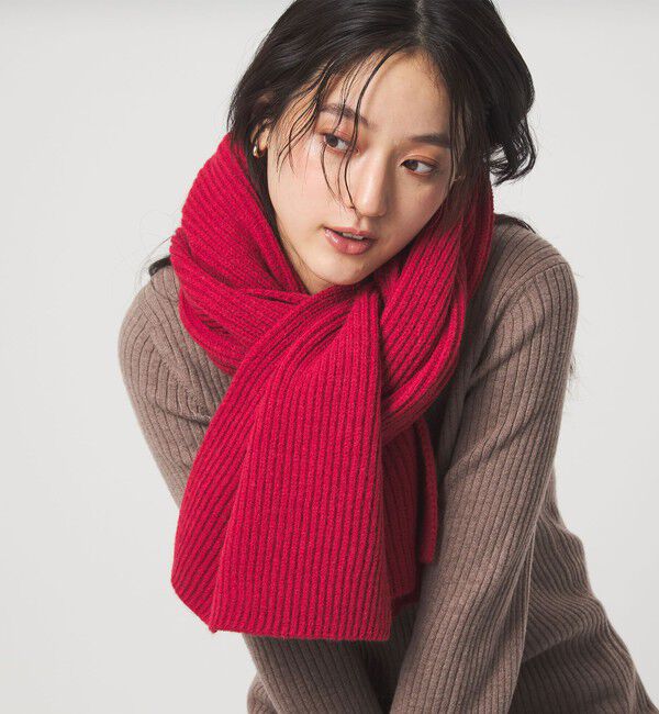 UNITED ARROWS green label relaxing「【WEB限定】リブ ロング マフラー」|ストール|RED