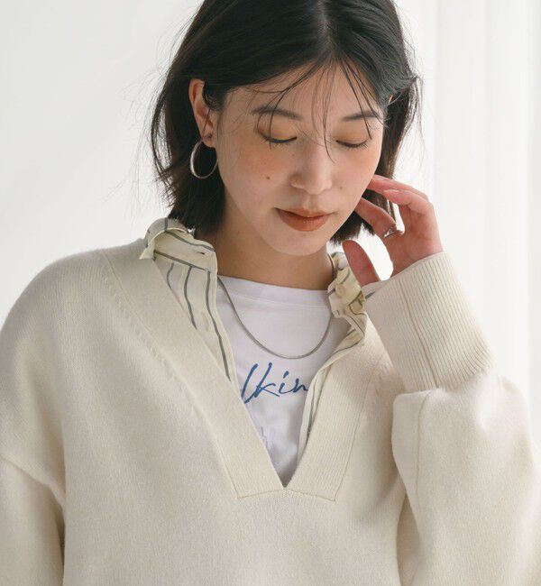 UNITED ARROWS green label relaxing「【WEB限定】＜at ease＞スキッパー プルオーバー ニット ウォッシャブル」|ニット・セーター|