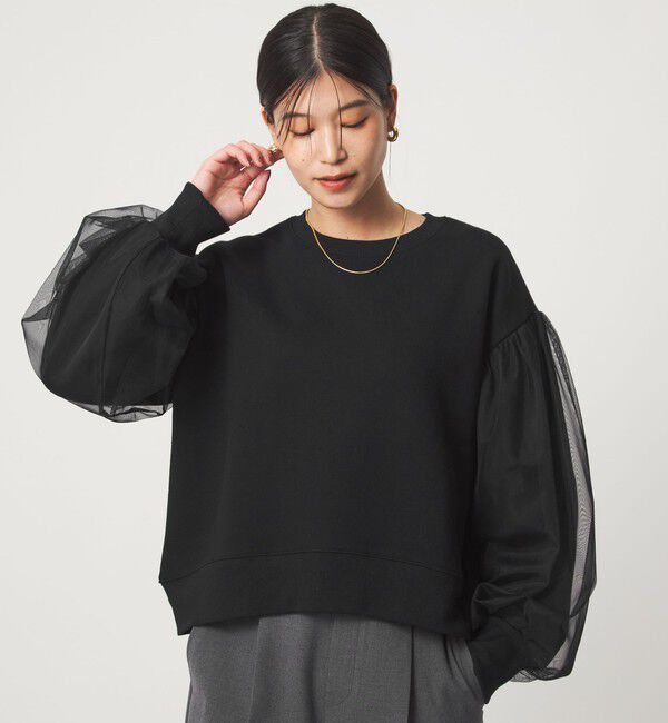 UNITED ARROWS green label relaxing「【WEB限定】＜at ease＞チュール ドッキング スウェット プルオーバー」|スウェット・ジャージ|