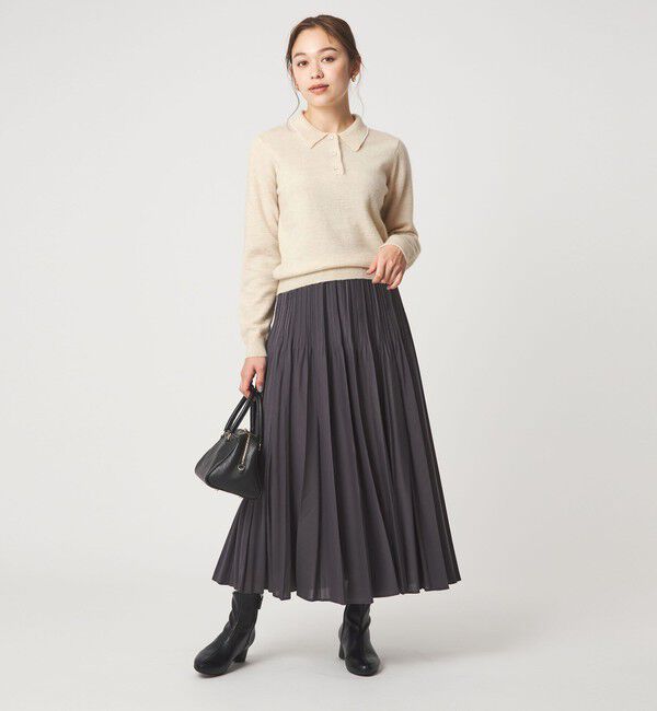 UNITED ARROWS green label relaxing「襟付き フェイクパール プルオーバー ニット ウォッシャブル」|ニット・セーター|