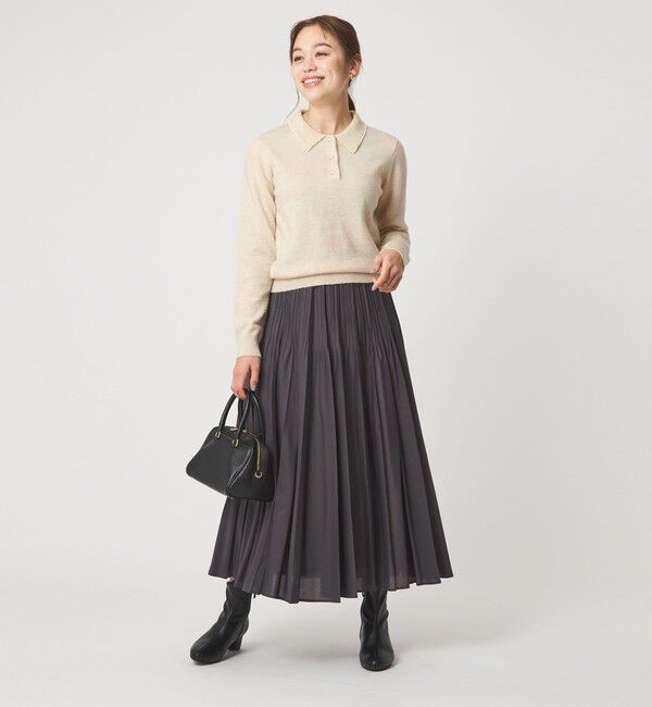 UNITED ARROWS green label relaxing「襟付き フェイクパール プルオーバー ニット ウォッシャブル」|ニット・セーター|