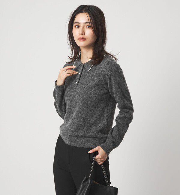 UNITED ARROWS green label relaxing「襟付き フェイクパール プルオーバー ニット ウォッシャブル」|ニット・セーター|