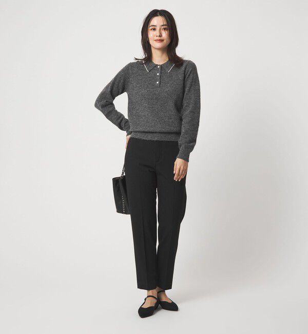 UNITED ARROWS green label relaxing「襟付き フェイクパール プルオーバー ニット ウォッシャブル」|ニット・セーター|