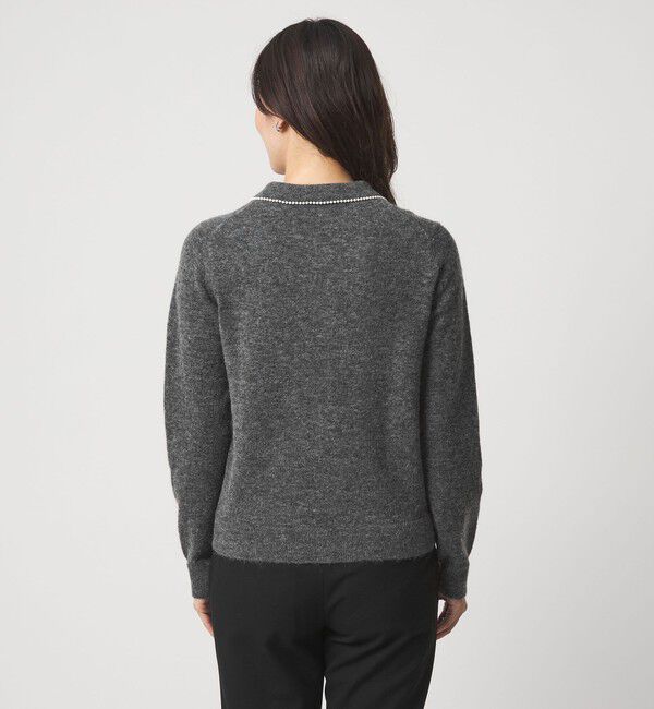 UNITED ARROWS green label relaxing「襟付き フェイクパール プルオーバー ニット ウォッシャブル」|ニット・セーター|