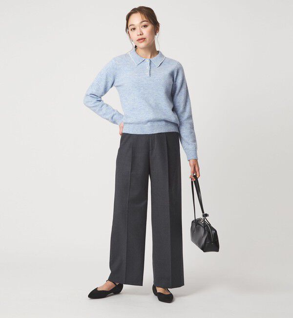 UNITED ARROWS green label relaxing「襟付き フェイクパール プルオーバー ニット ウォッシャブル」|ニット・セーター|