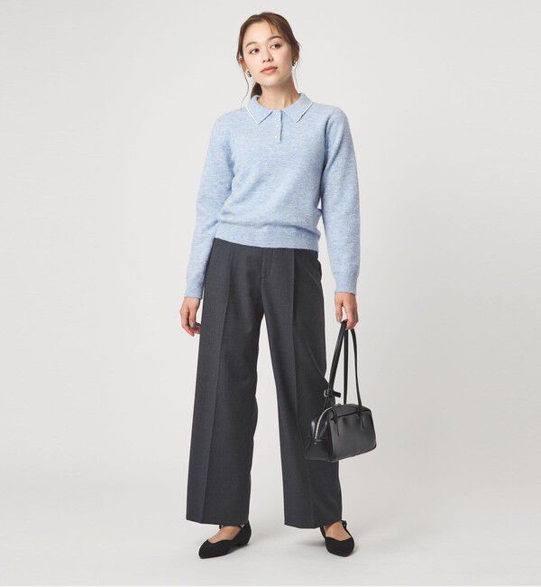 UNITED ARROWS green label relaxing「襟付き フェイクパール プルオーバー ニット ウォッシャブル」|ニット・セーター|