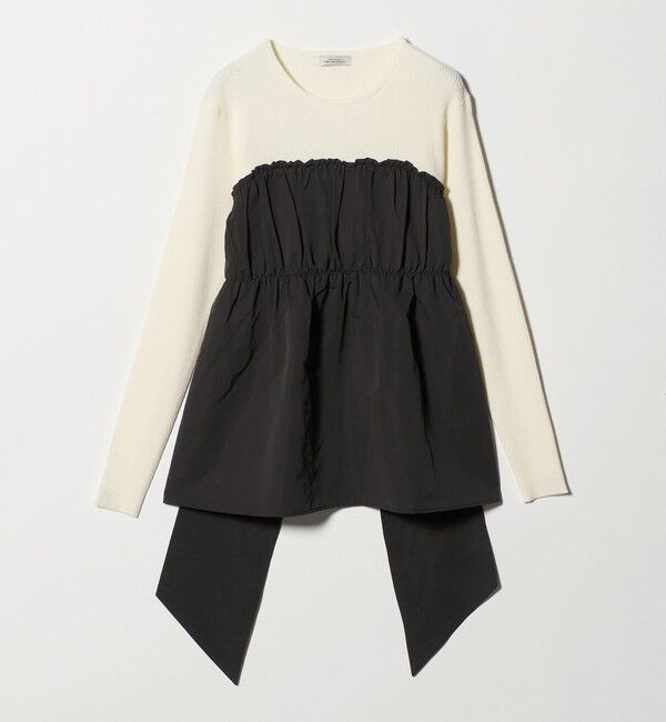 UNITED ARROWS green label relaxing「タフタ ドッキング リボン プルオーバー ニット ウォッシャブル」|ニット・セーター|