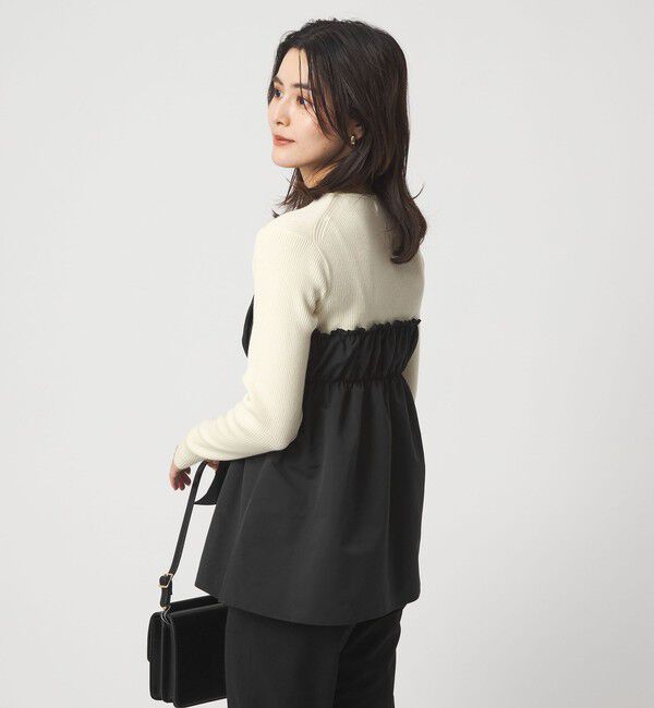 UNITED ARROWS green label relaxing「タフタ ドッキング リボン プルオーバー ニット ウォッシャブル」|ニット・セーター|