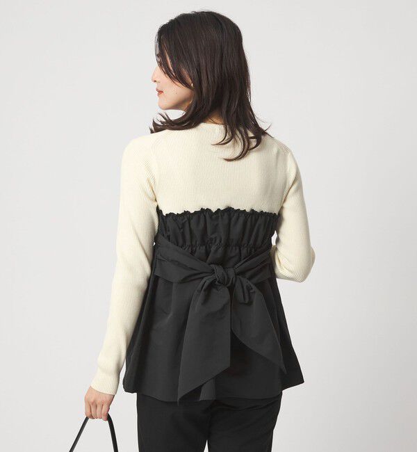 UNITED ARROWS green label relaxing「タフタ ドッキング リボン プルオーバー ニット ウォッシャブル」|ニット・セーター|