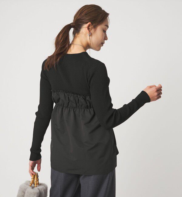 UNITED ARROWS green label relaxing「タフタ ドッキング リボン プルオーバー ニット ウォッシャブル」|ニット・セーター|