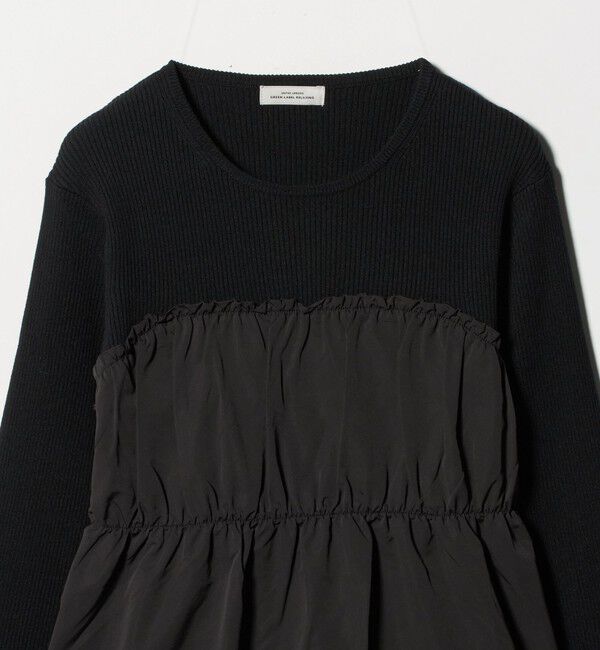 UNITED ARROWS green label relaxing「タフタ ドッキング リボン プルオーバー ニット ウォッシャブル」|ニット・セーター|