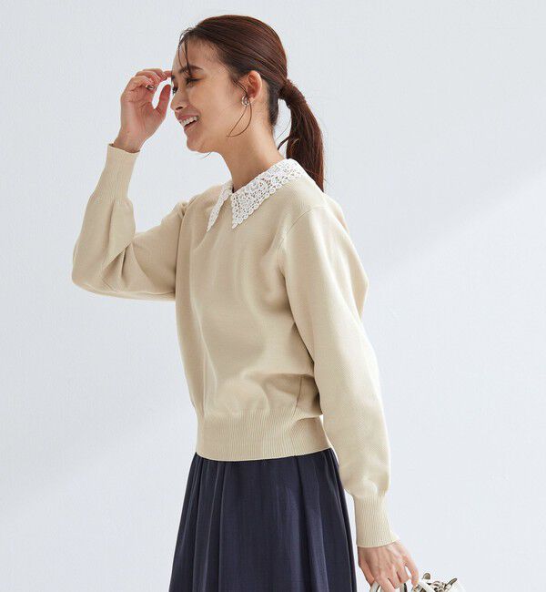 UNITED ARROWS green label relaxing「【WEB限定】エリレース 2WAY ニット プルオーバー ウォッシャブル」|ニット・セーター|