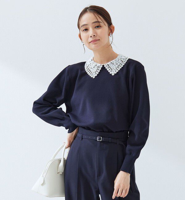 UNITED ARROWS green label relaxing「【WEB限定】エリレース 2WAY ニット プルオーバー ウォッシャブル」|ニット・セーター|