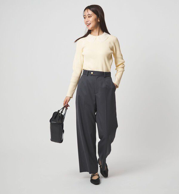 UNITED ARROWS green label relaxing「リブ エリレース 2WAY ニット プルオーバー ウォッシャブル」|ニット・セーター|