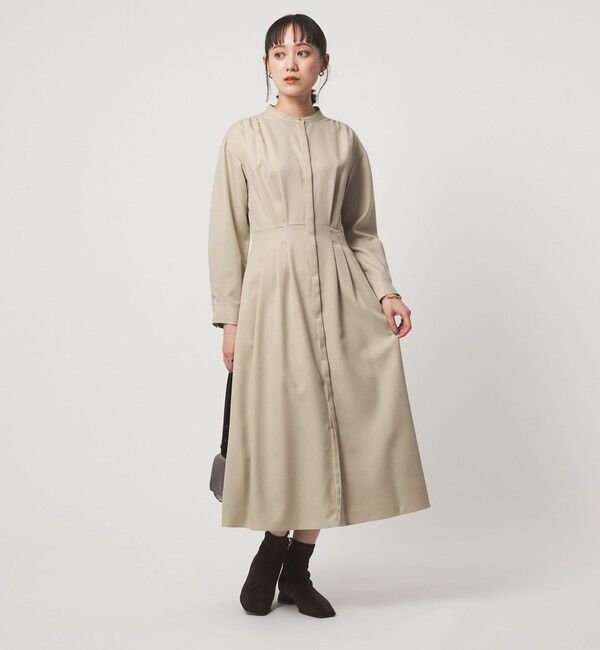 UNITED ARROWS green label relaxing「ウールライク バンドカラータック ワンピース」|ワンピース|NATURAL