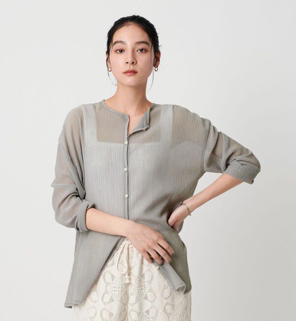 BEAUTY&YOUTH UNITED ARROWS「クレープ クルーネックカーディガン」|カーディガン|LT.GRAY