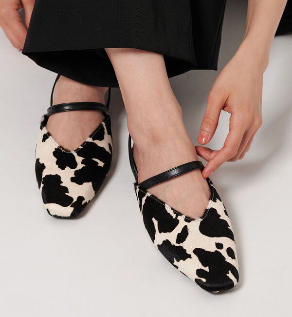 BEAUTY&YOUTH UNITED ARROWS「ヘアー&times;レザー コンビ フラットシューズ」|サンダル|