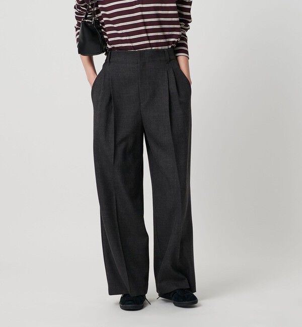 BEAUTY&YOUTH UNITED ARROWS「【WEB限定 Wardrobe DAILY MINIMAL】ウールライクメランジ ワイドパンツ ウォッシャブル」|スラックス|