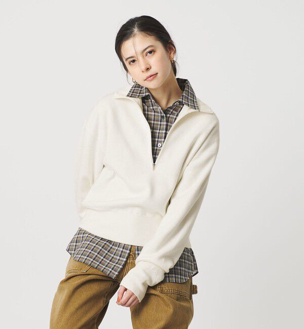 BEAUTY&YOUTH UNITED ARROWS「コットンカシミヤ ハーフジッププルオーバー ウォッシャブル」|ニット・セーター|OFF WHITE