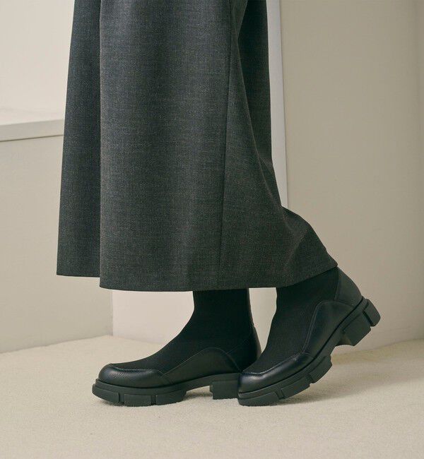 BEAUTY&YOUTH UNITED ARROWS「ニット レザーライク ブーツ 撥水/晴雨兼用」|ショートブーツ|