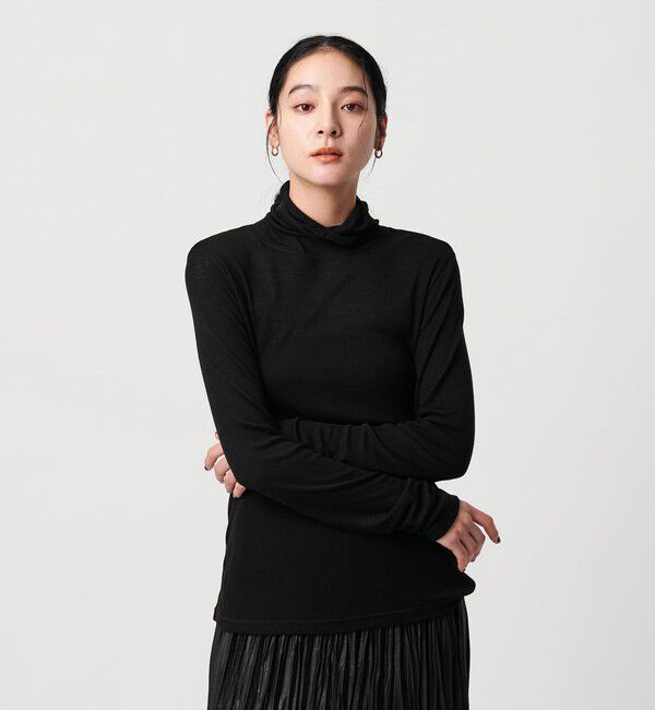 BEAUTY&YOUTH UNITED ARROWS「セルロースブレンドテレコ タートルネックカットソー」|Tシャツ・カットソー|BLACK