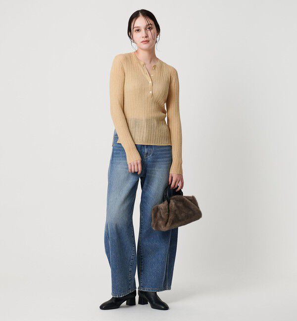 BEAUTY&YOUTH UNITED ARROWS「アルパカブレンド ランダムリブ ヘンリーネックプルオーバー」|ニット・セーター|