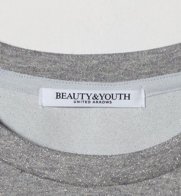 BEAUTY&YOUTH UNITED ARROWS「ポリエステルコットンブレンド ラメダンボール プルオーバー/ミディアムグレー」|Tシャツ・カットソー|