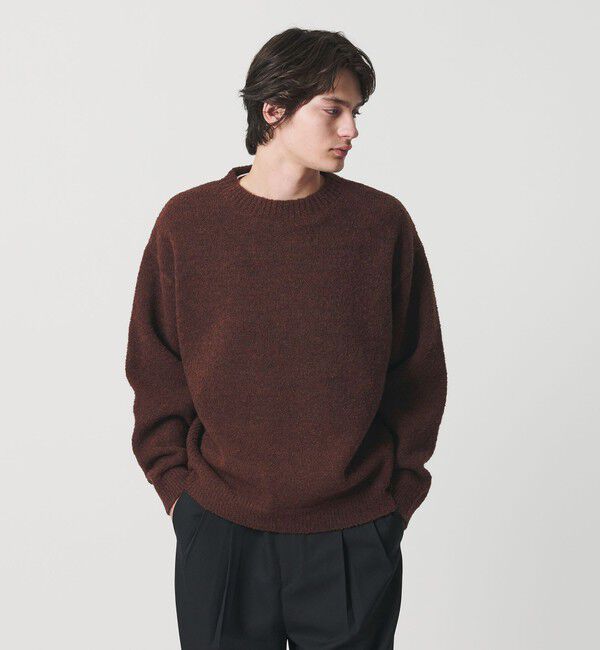 MONKEY TIME「ウール ナイロン ループヤーン クルーネック」|ニット・セーター|DK.BROWN